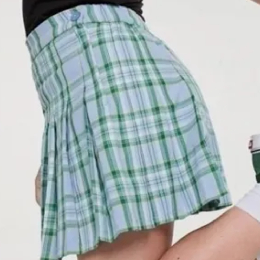 NEW Aerie Pleated Plaid Mini Skirt
